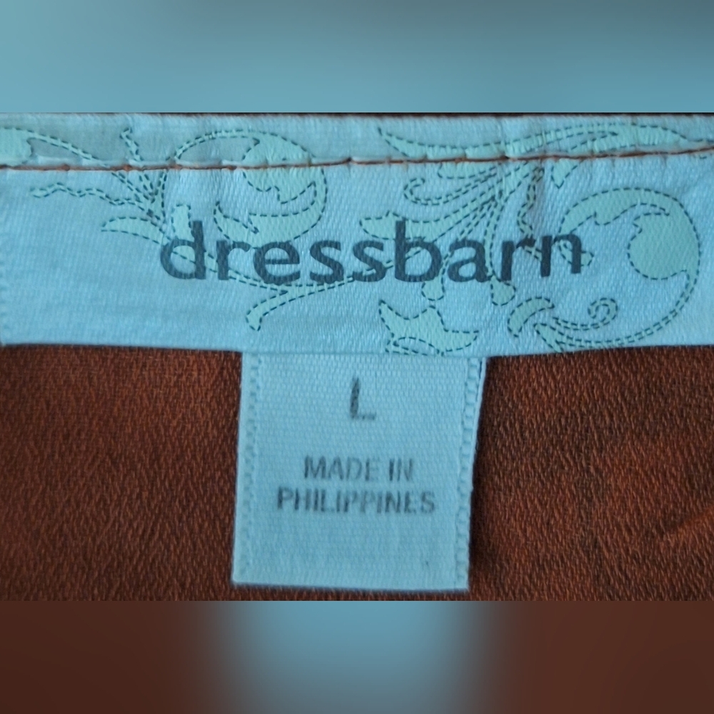 DRESSBARN Orange and Black Floral Blouse - Picture 5 of 6